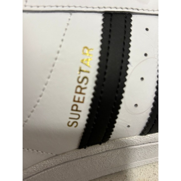 Adidas Superstar White Black Gold Stripe Originals Mens Sneakers Size 9.5 - Picture 3 of 5